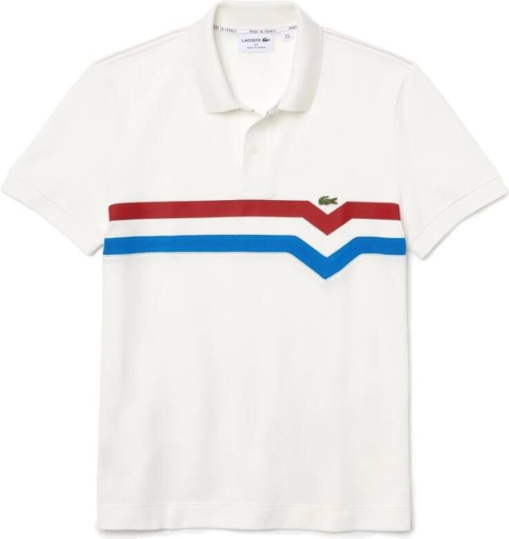 Lacoste Franse Vintage Polo met Tricolor Strepen White Heren