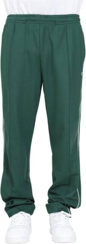 Lacoste Groene broek met elastische tailleband en geborduurde krokodil Groen Heren