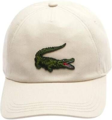 Lacoste Groene Krokodil Katoenen Hoed Beige Heren