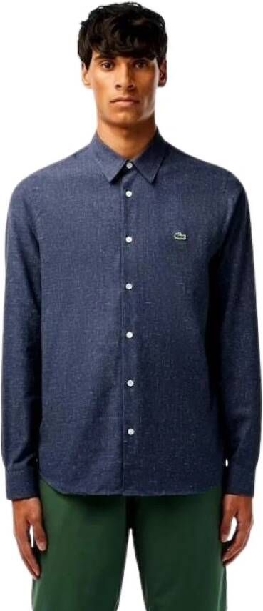 Lacoste Heren Slim Fit Casual Overhemd Ch2573 Blauw Heren