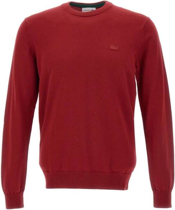 Lacoste Heren Wol Pullover Trui Rood Red Heren