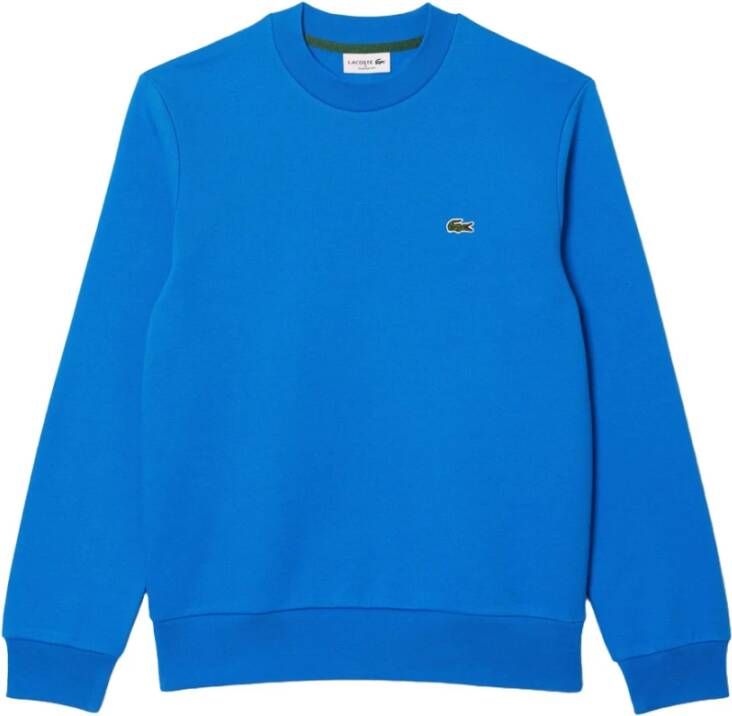 Lacoste Herenkatoenmix sweatshirt met geribbelde zoom en manchetten Blauw Heren