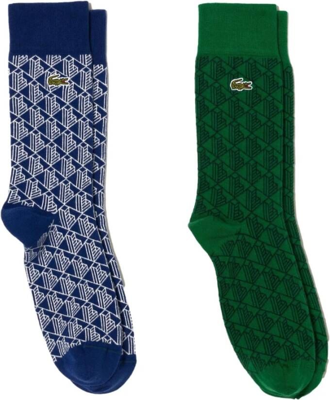 Lacoste Geblokte sokken met geborduurd logo 39 42 Multicolor Heren
