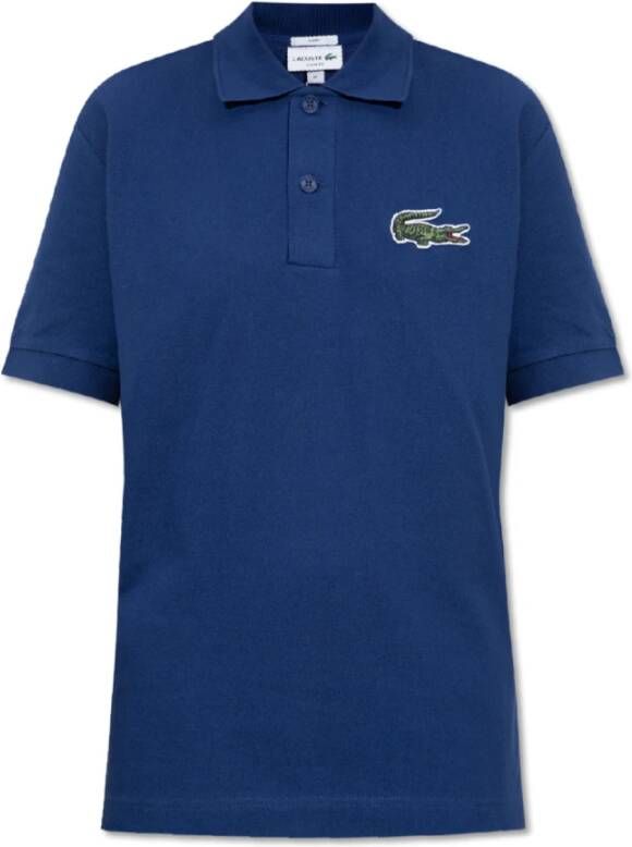 Lacoste Polo Shirt van Gerecycled Katoen met Krokodillenlogo Blue