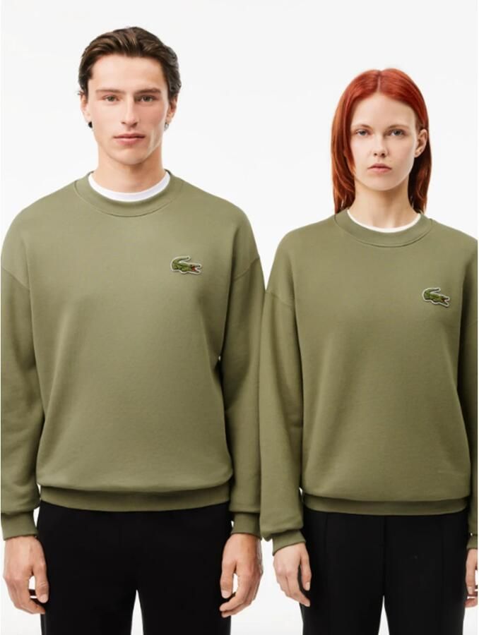 Lacoste Groene Geribbelde Trui met Krokodillenbadge Green Heren