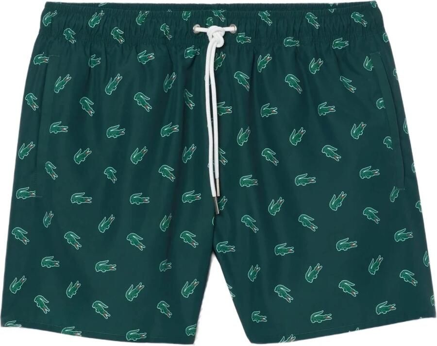 Lacoste Groene Zee Kleding Zwemkleding Logo Achterkant Green Heren