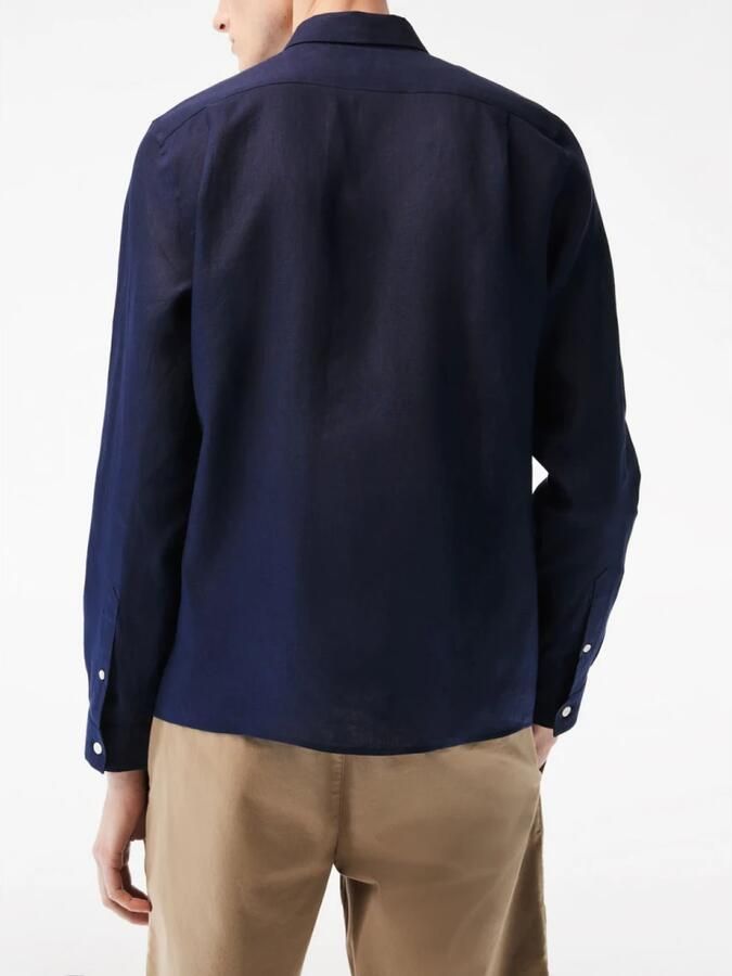 Lacoste Blauw Linnen Nacht Overhemd Regular Fit Blue Heren - Foto 5