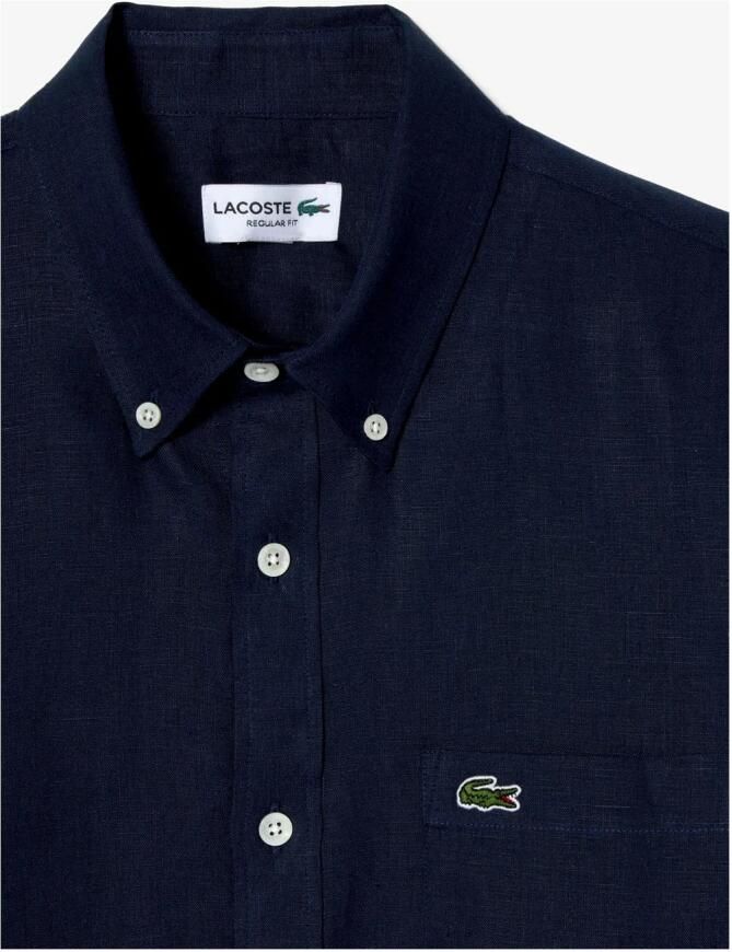Lacoste Blauw Linnen Nacht Overhemd Regular Fit Blue Heren - Foto 6