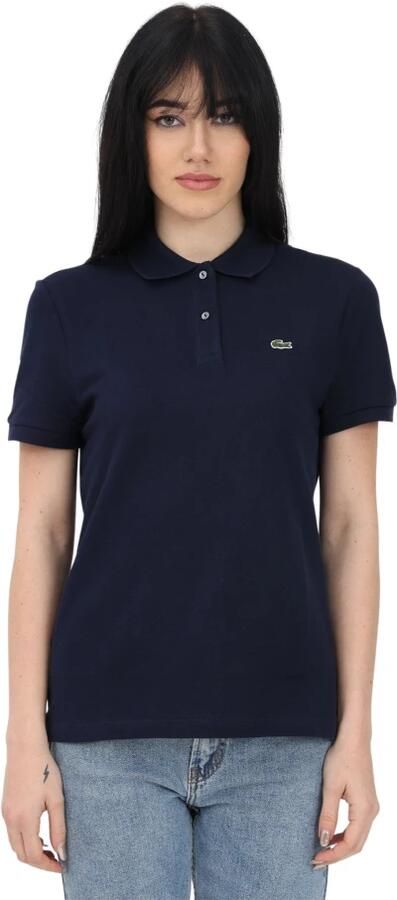 Lacoste Blauw Polo Shirt Krokodil Patch Casual Blue Dames - Foto 2