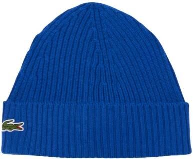Lacoste Blauwe Lazuli Geribbelde Gebreide Wintermuts Blue Heren