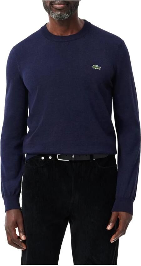 Lacoste Heren wolmix ronde hals trui Blue Heren