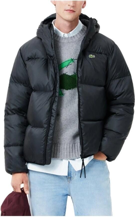 Lacoste Zwarte gewatteerde jas met capuchon Aw24 Black Heren - Foto 3