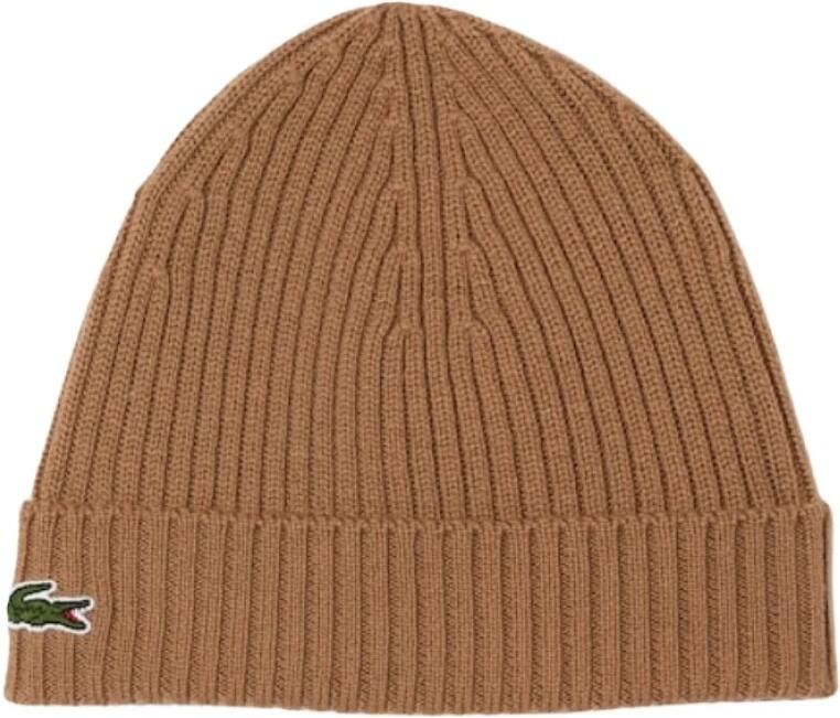 Lacoste Bruine Gebreide Muts met Iconische Krokodil Brown