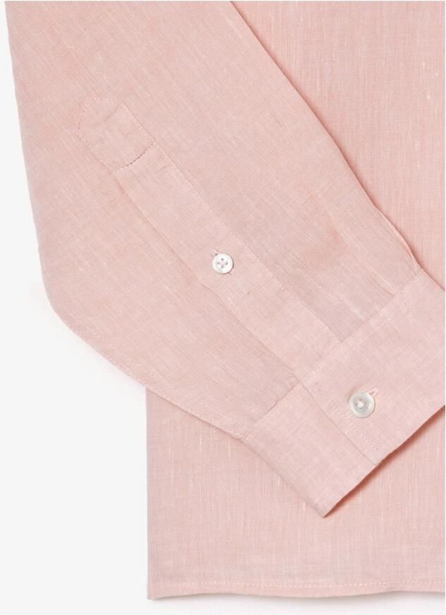 Lacoste Casual Linnen Overhemd met Groene Krokodil Borduursel Pink Heren - Foto 6