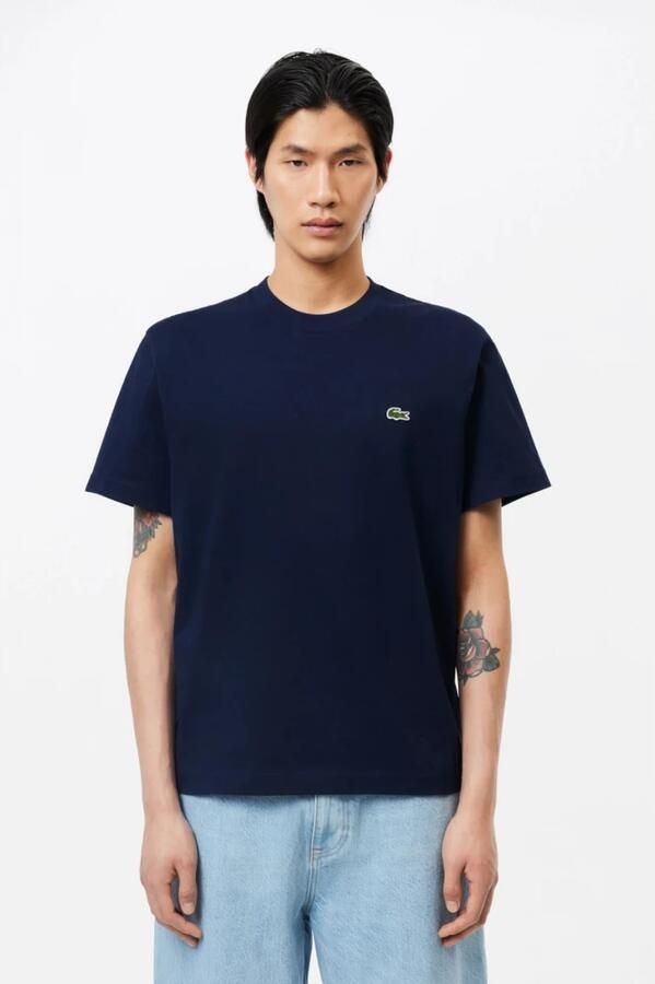 Lacoste Zachte Jersey T-shirt met Geribbelde Kraag Blue - Foto 3