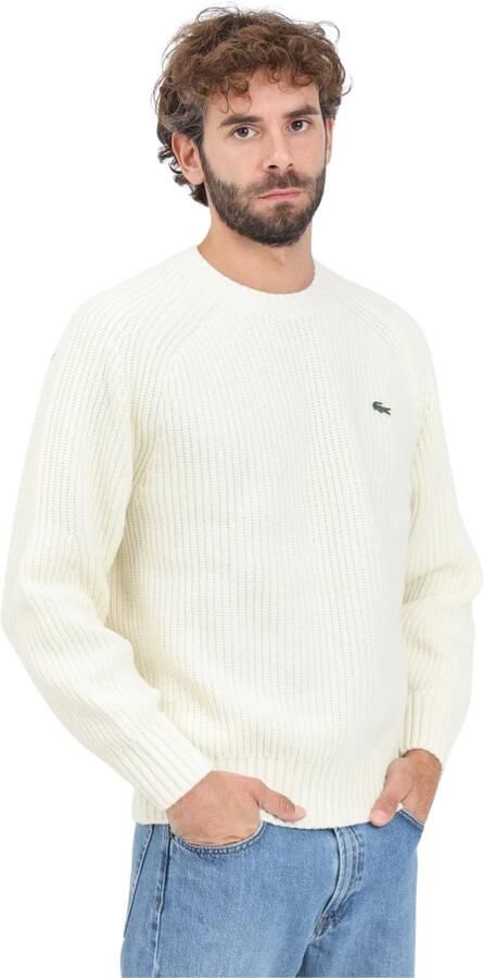 Lacoste Klassieke pasvorm trui met krokodilborduursel White Heren - Foto 3