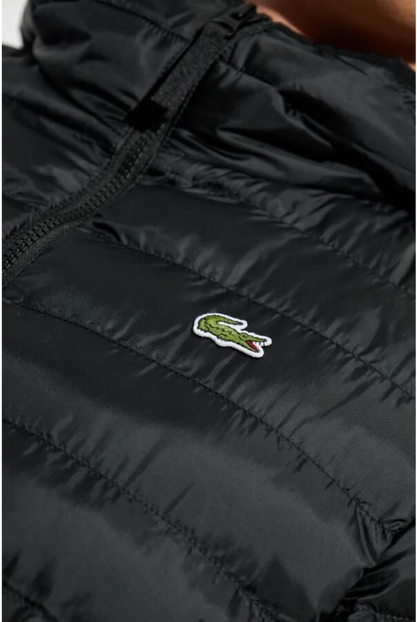 Lacoste Zwarte Essential Gewatteerde Jas Black Heren