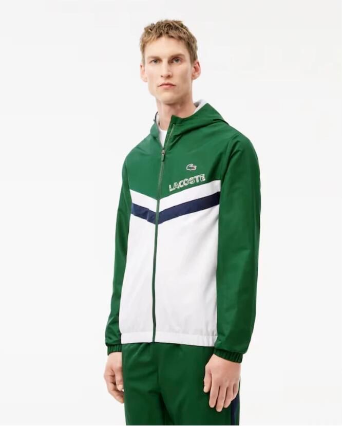 Lacoste Woven Hooded Chevron Tracksuit Green- Heren Green - Foto 7