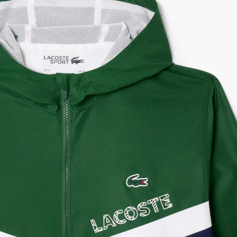 Lacoste Woven Hooded Chevron Tracksuit Green- Heren Green