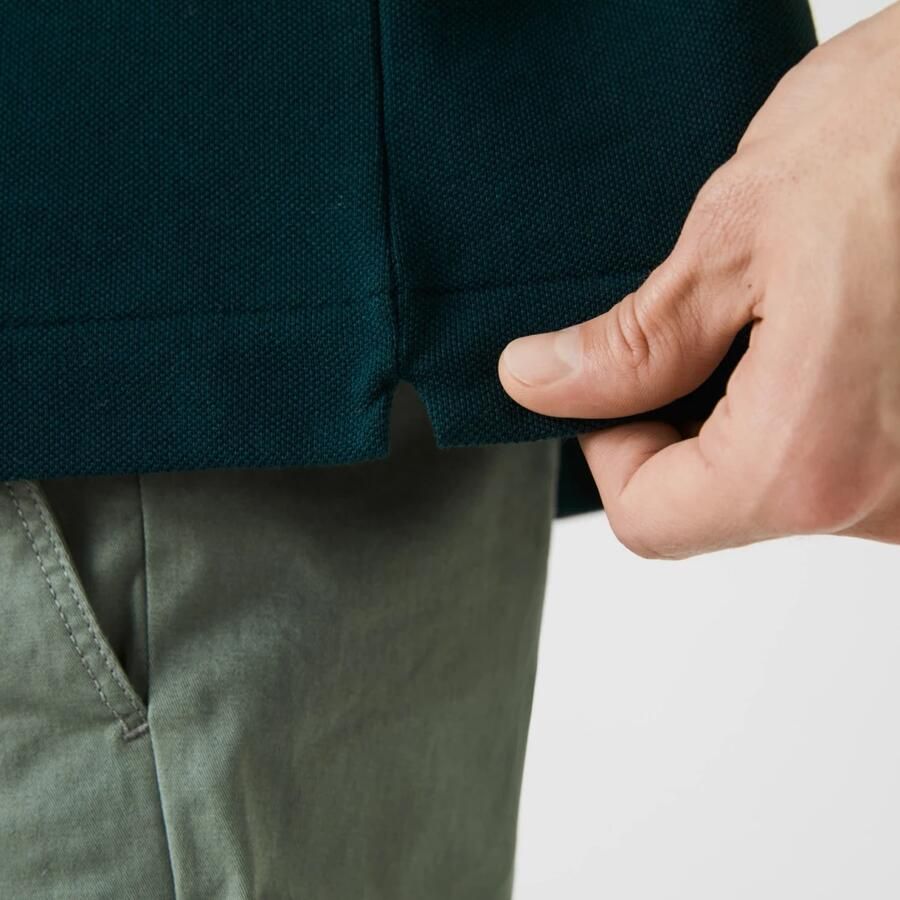 Lacoste Groene Geribbelde Kraag en Mouw T-shirts en Polos Groen Heren - Foto 2