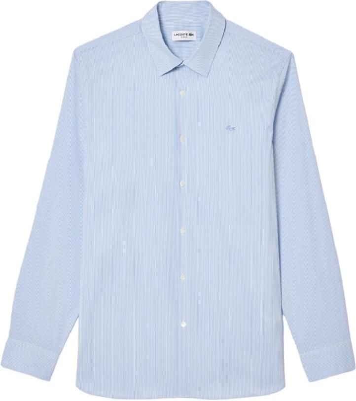 Lacoste Heldere Blauwe Gestreepte Overhemd Blue Heren