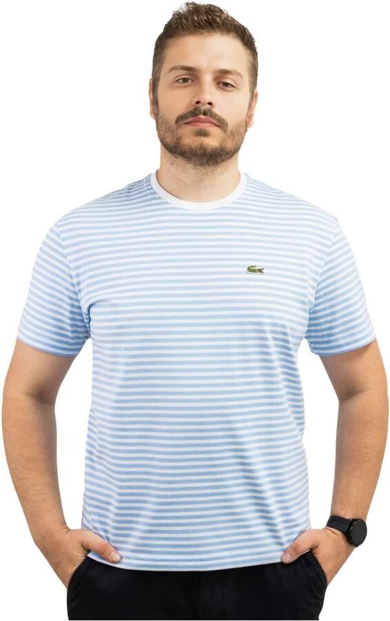 Lacoste T-shirt Striped Heavy Cotton T-Shirt White Blue