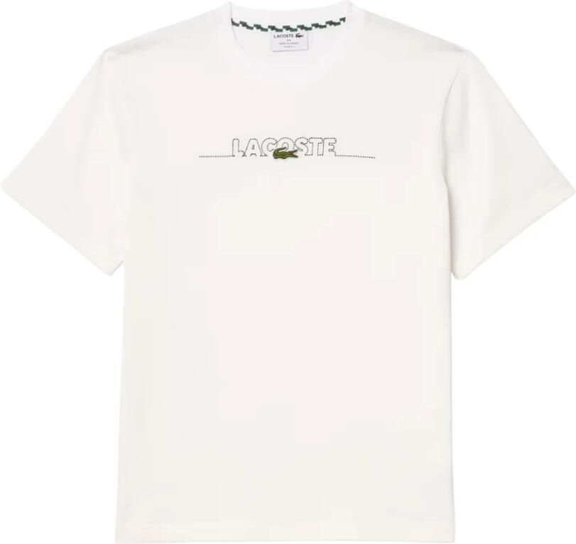 Lacoste Wit Katoenen T-shirt met Geborduurd Logo White Heren - Foto 4