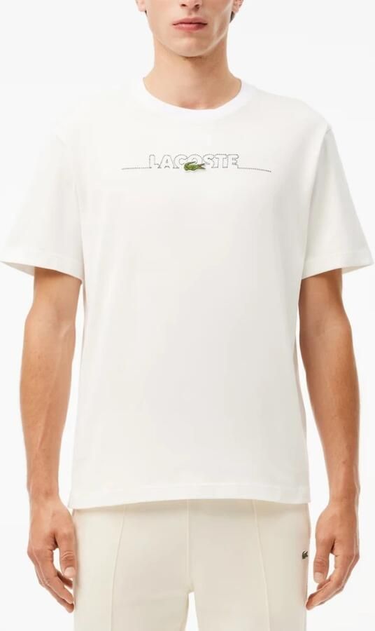 Lacoste Wit Katoenen T-shirt met Geborduurd Logo White Heren - Foto 3