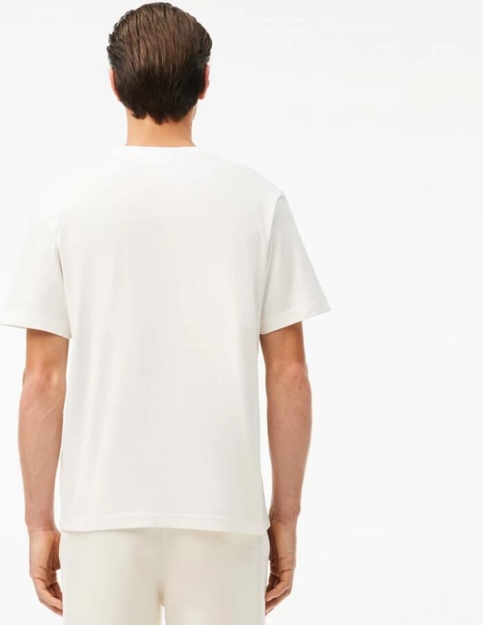 Lacoste Wit Katoenen T-shirt met Geborduurd Logo White Heren - Foto 2
