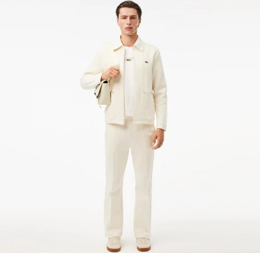 Lacoste Wit Katoenen T-shirt met Geborduurd Logo White Heren