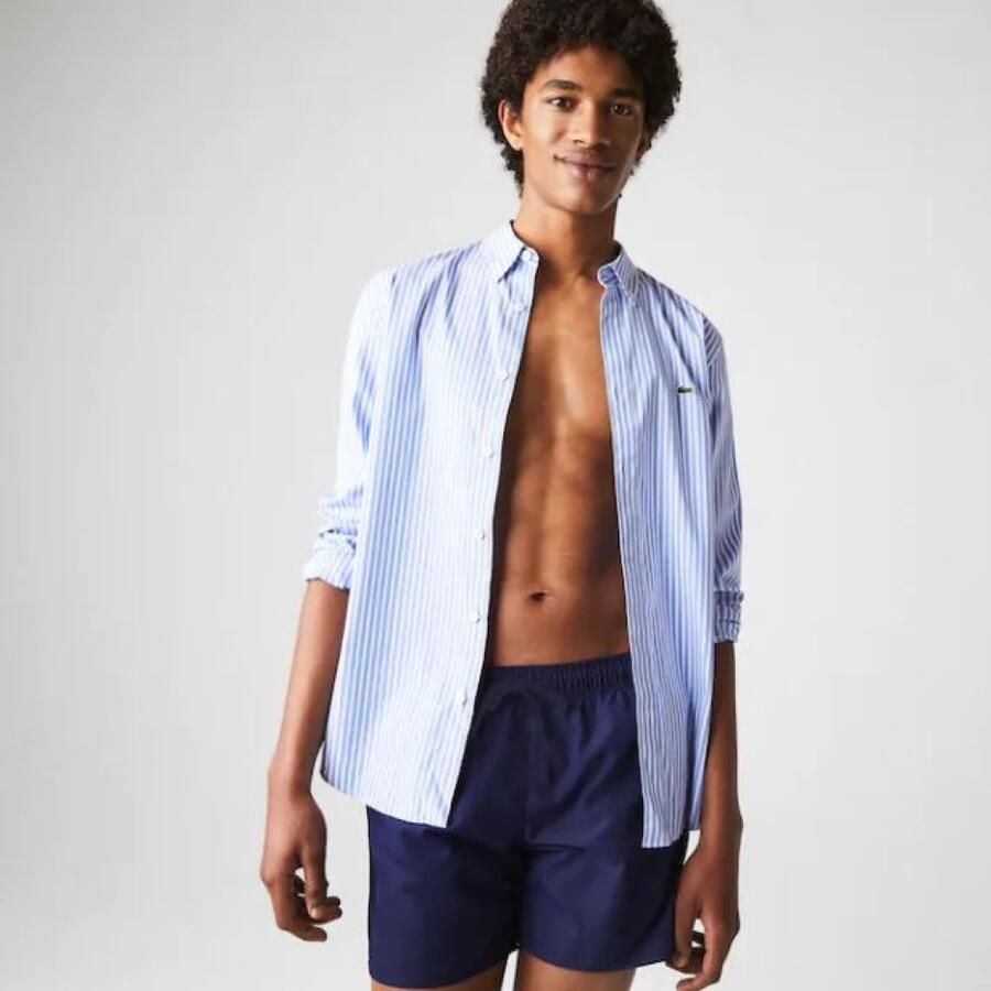 Lacoste Sneldrogende zwemkleding met merkprint Blue Heren - Foto 2