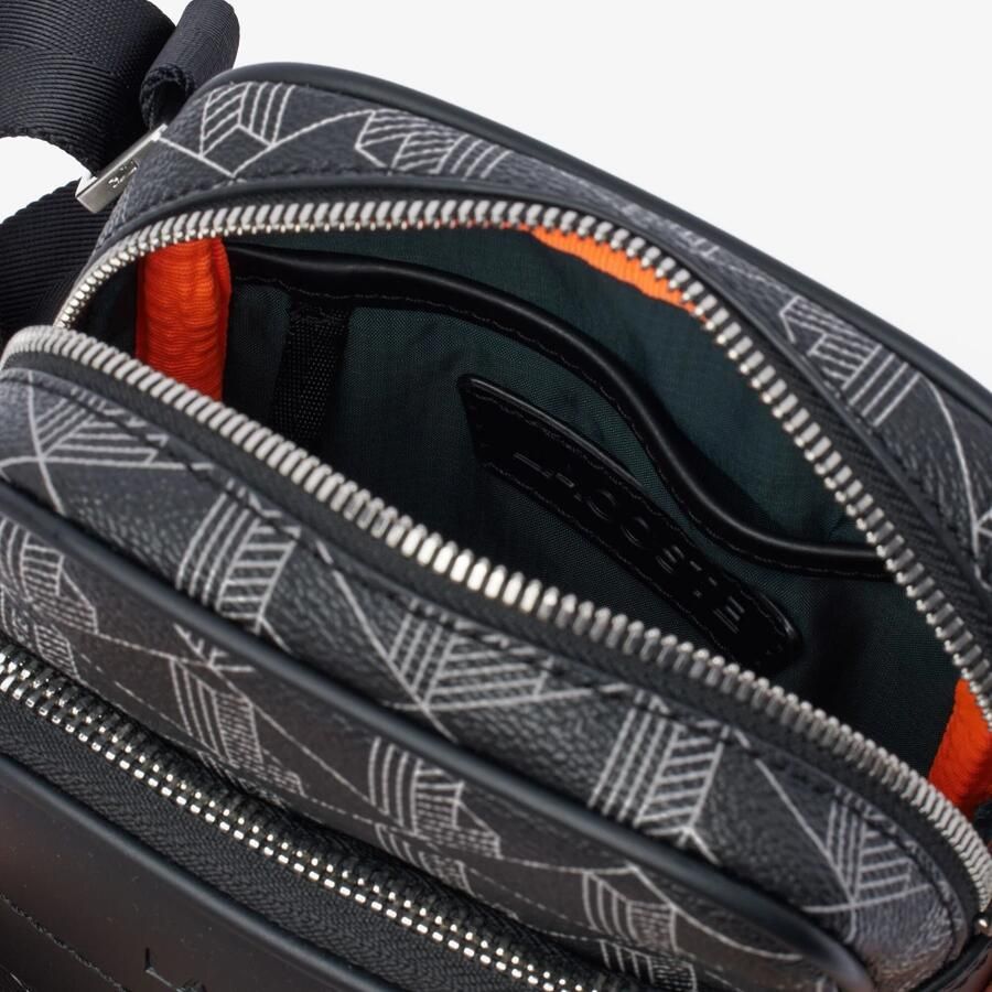 Lacoste Iconische Monogram Blend Schoudertas Black Heren