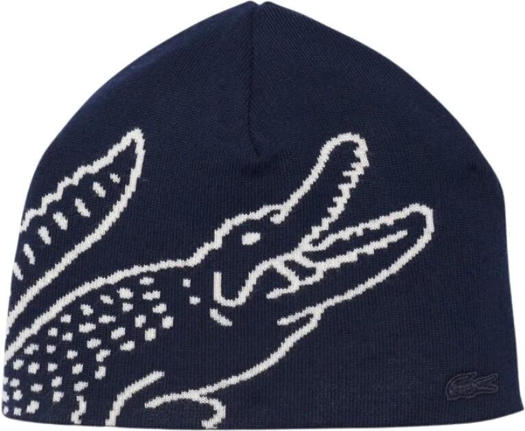 Lacoste Jacquard wollen gebreide beanie Blue Heren