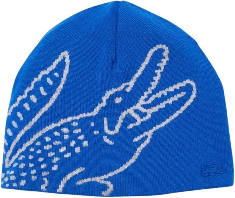 Lacoste Jacquard Wollen Gebreide Muts Blue Heren