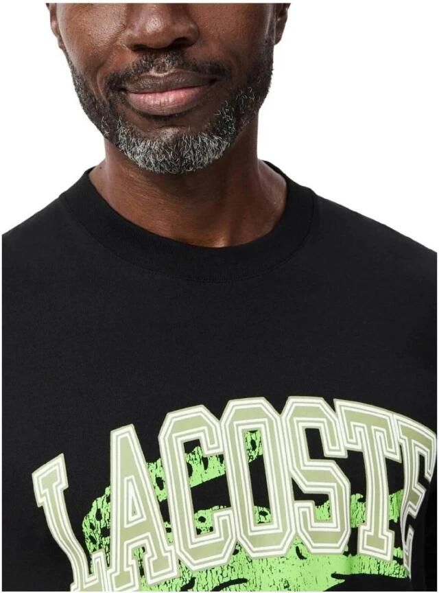 Lacoste Zwarte University Croco Tee Shirt Black Heren