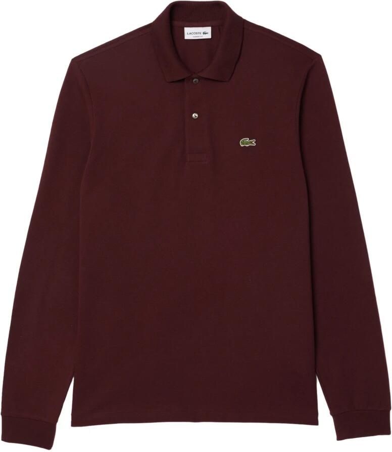 Lacoste Rode Polo Shirt Logo Patch Korte Mouwen Red Heren