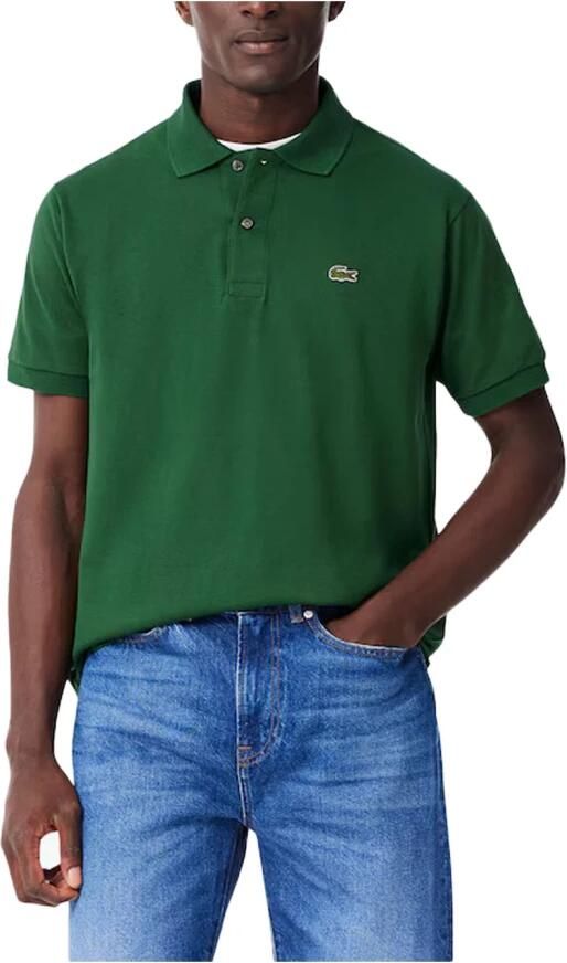 Lacoste Groene Geribbelde Kraag en Mouw T-shirts en Polos Groen Heren - Foto 4
