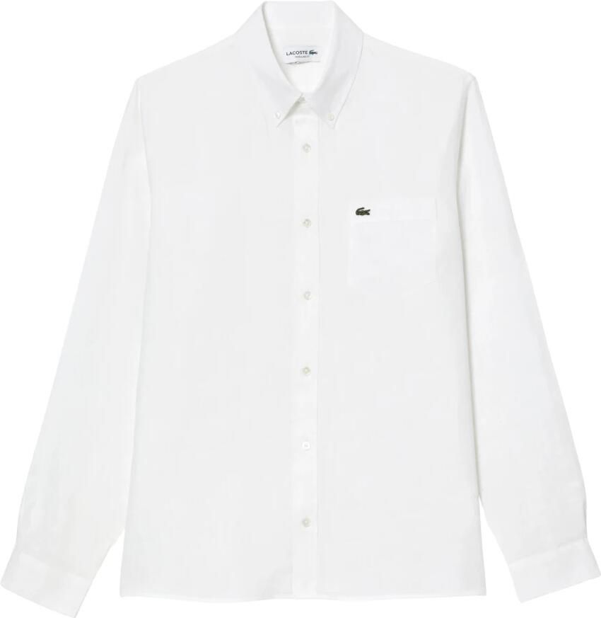 Lacoste Linnen Overhemd Must-Have Minimal Stijl White Heren