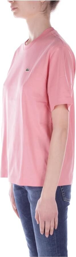 Lacoste Roze T-shirt met Geribbelde Kraag Pink Dames - Foto 4