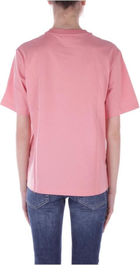 Lacoste Roze T-shirt met Geribbelde Kraag Pink Dames
