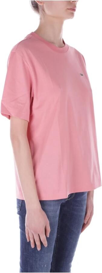 Lacoste Roze T-shirt met Geribbelde Kraag Pink Dames - Foto 2