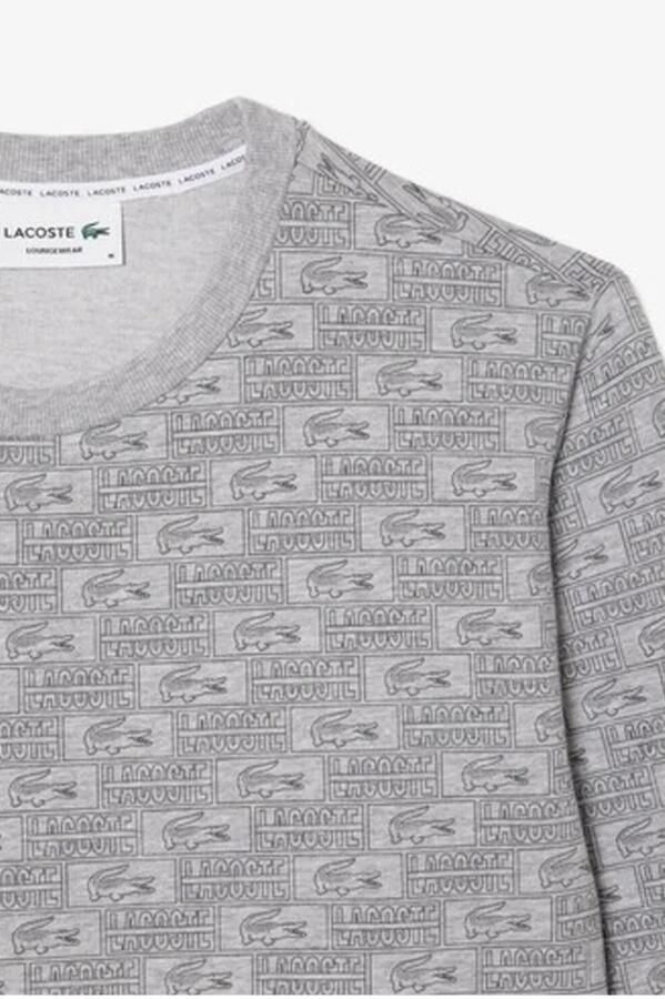 Lacoste Logo Pyjama Top met Lange Mouwen Gray Heren