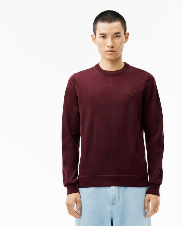 Lacoste Heren Merinowollen Trui met Ronde Hals Blauw Heren - Foto 5