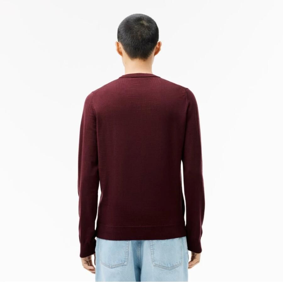 Lacoste Heren Merinowollen Trui met Ronde Hals Blauw Heren