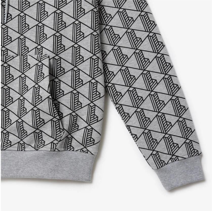 Lacoste Grijze hoodie met monogramprint Gray Heren