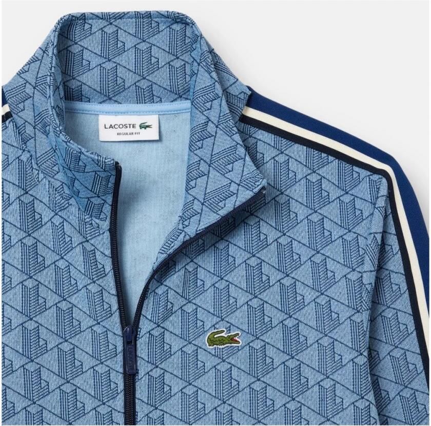 Lacoste Monogram Jacquard Sweatjack Logo Detail Blue Heren