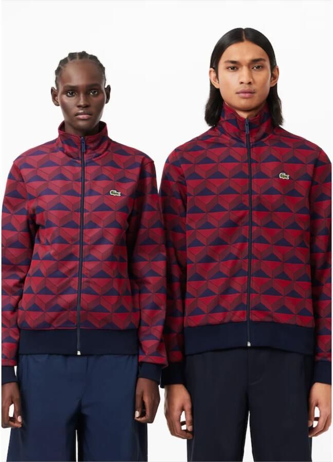 Lacoste Paris Jacquard Monogram Sweatshirt Red Heren