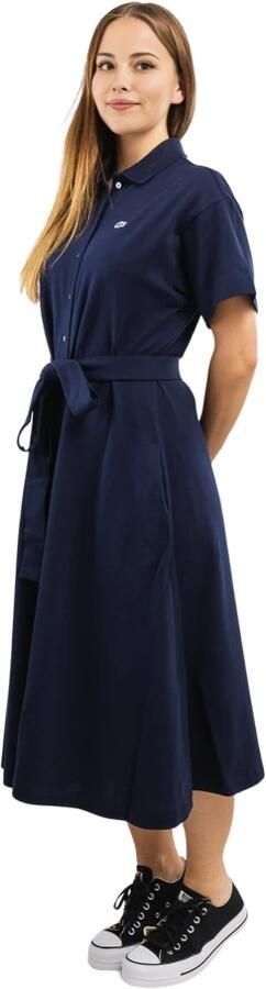 Lacoste Piqué Polo Jurk met Krokodil Applicatie Blue Dames - Foto 2