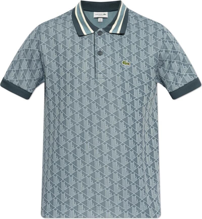 Lacoste Polo Shirt Korte Mouw Classic Fit Monogram Jacquard Polo Shirt Blue - Foto 4