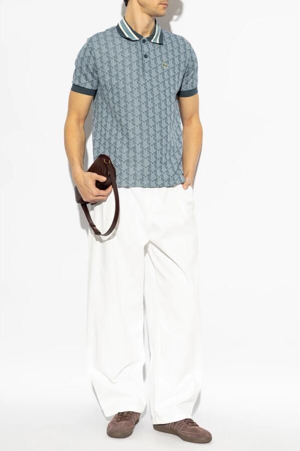 Lacoste Polo Shirt Korte Mouw Classic Fit Monogram Jacquard Polo Shirt Blue - Foto 2